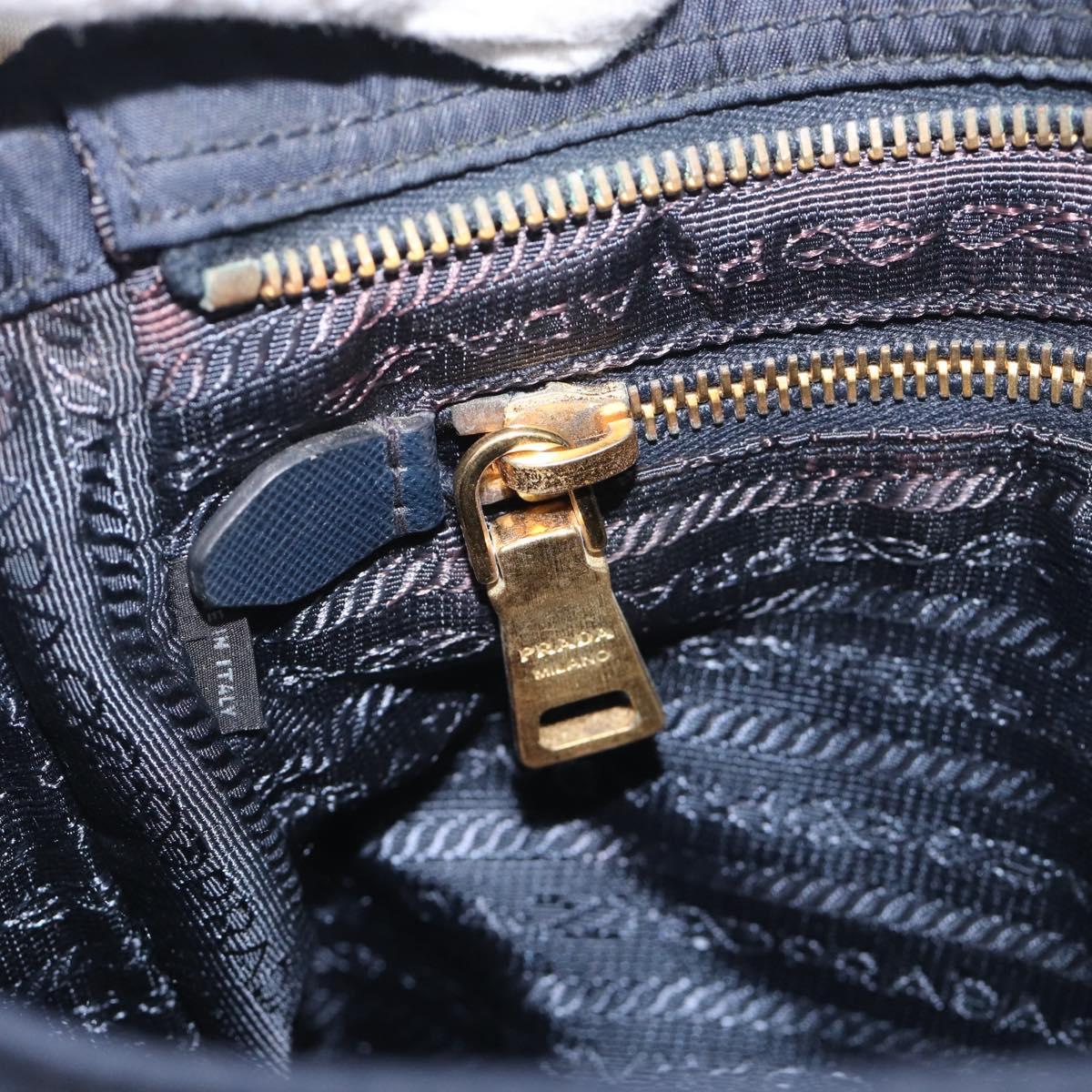PRADA Shoulder Bag Nylon Navy Gold Auth 213147A