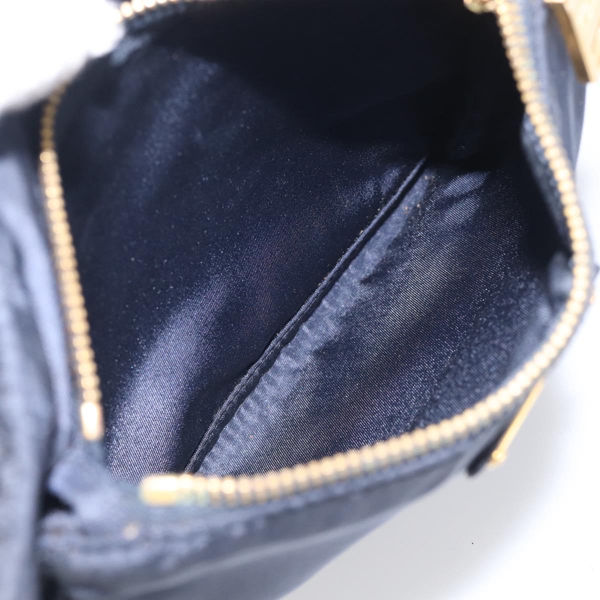 PRADA Shoulder Bag Nylon Navy Gold Auth 213147A