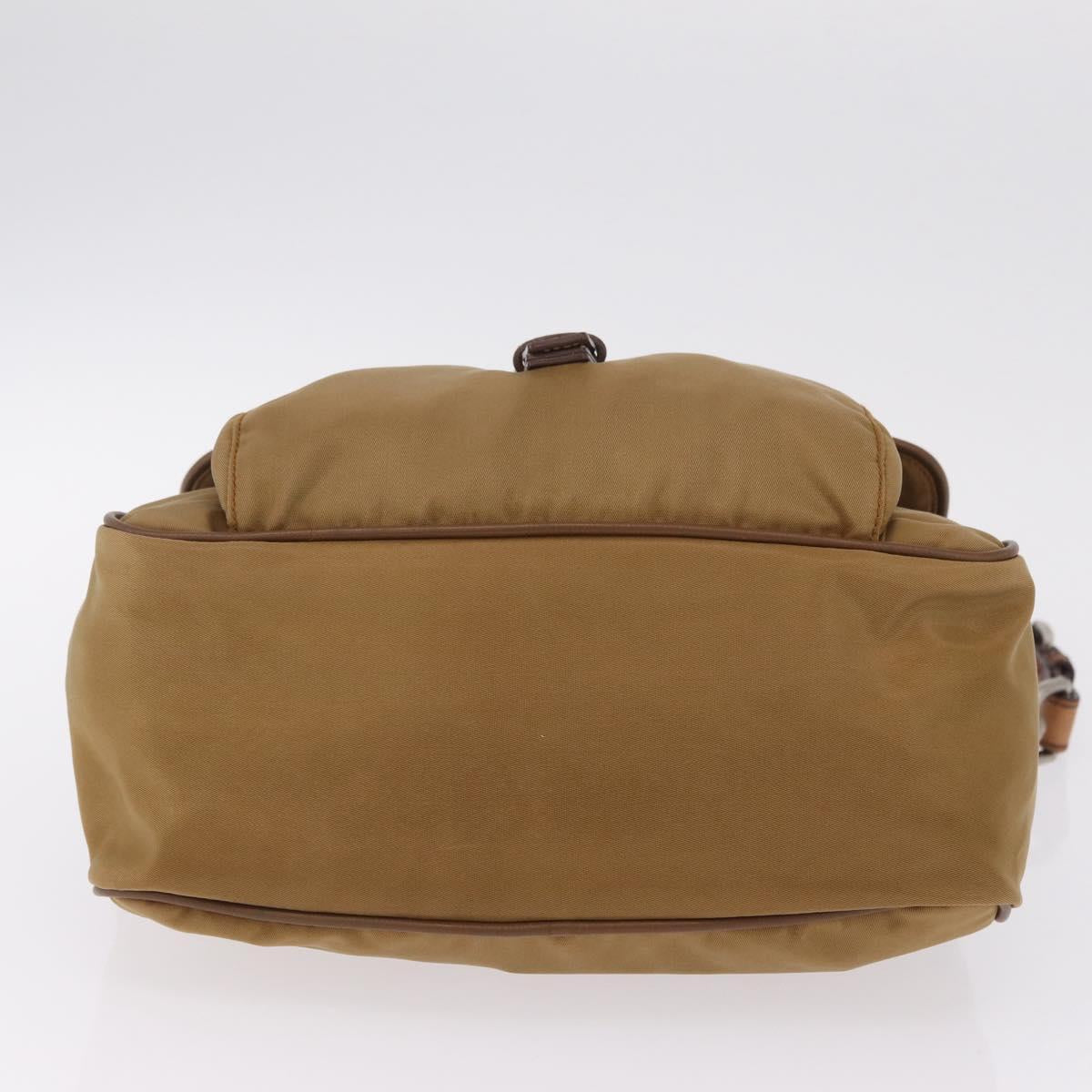 PRADA Shoulder Bag Nylon Brown Silver Auth 213150A