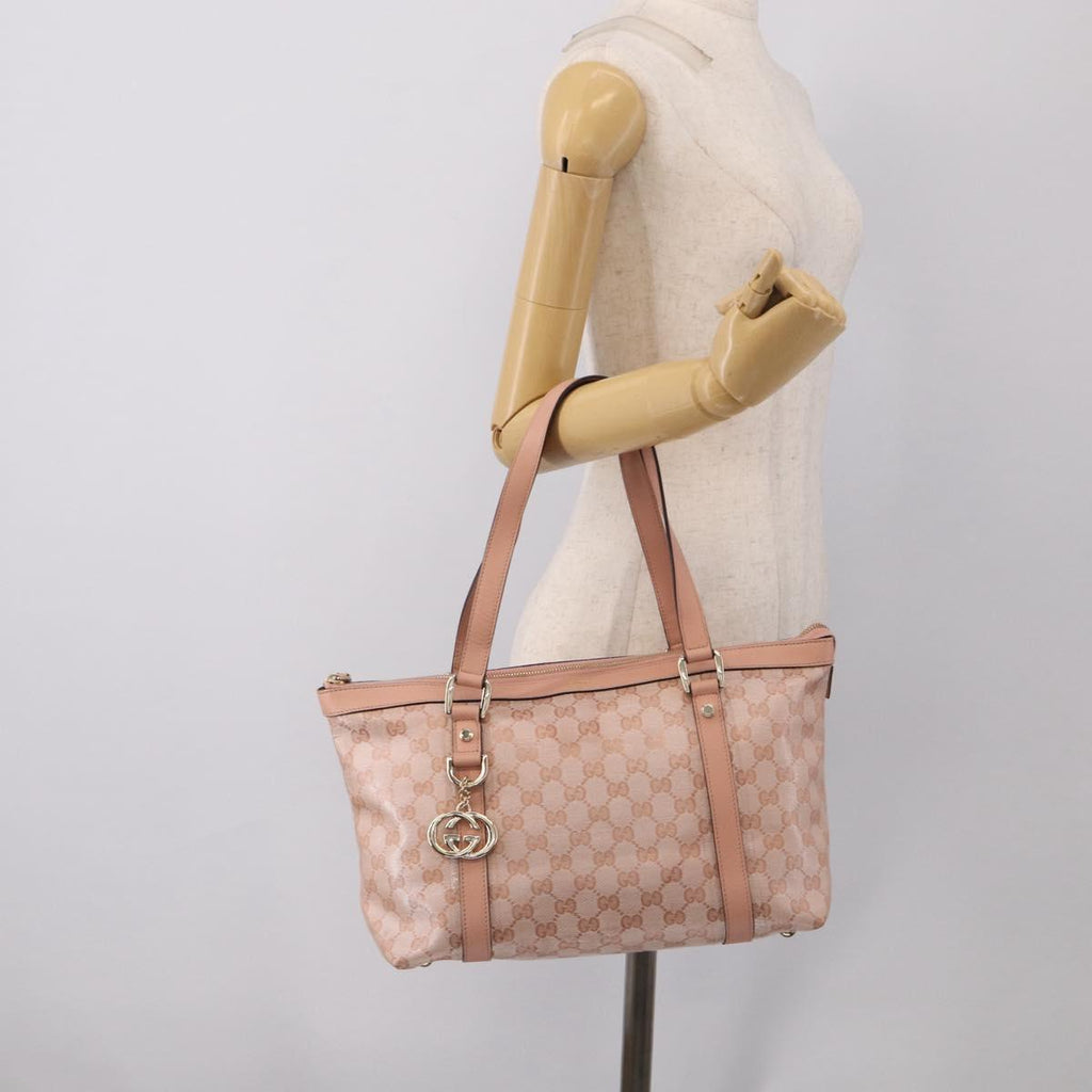 GUCCI GG Crystal Tote Bag Coated Canvas Pink Gold 141470 Auth 213177V