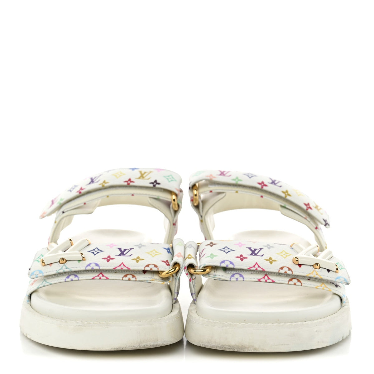 LV X TM Monogram Multicolor Sunset Flat Sandals 39 White