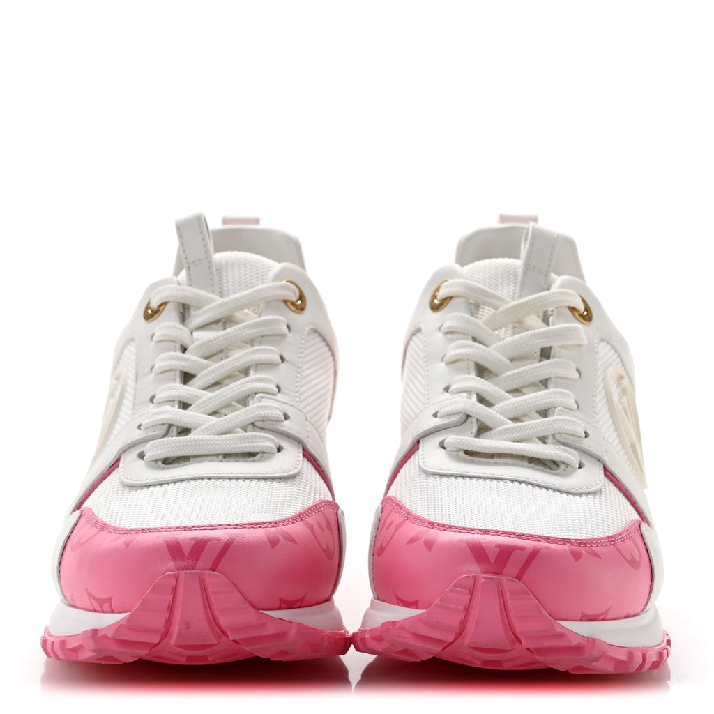 Calfskin Monogram Run Away Sneakers 38 White Pink