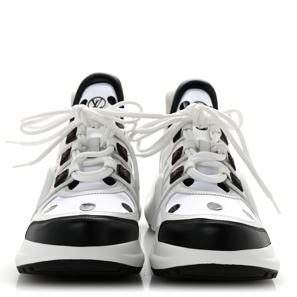 Calfskin Satin Printed Polka Dot Monogram LV Archlight Sneakers 39.5 White