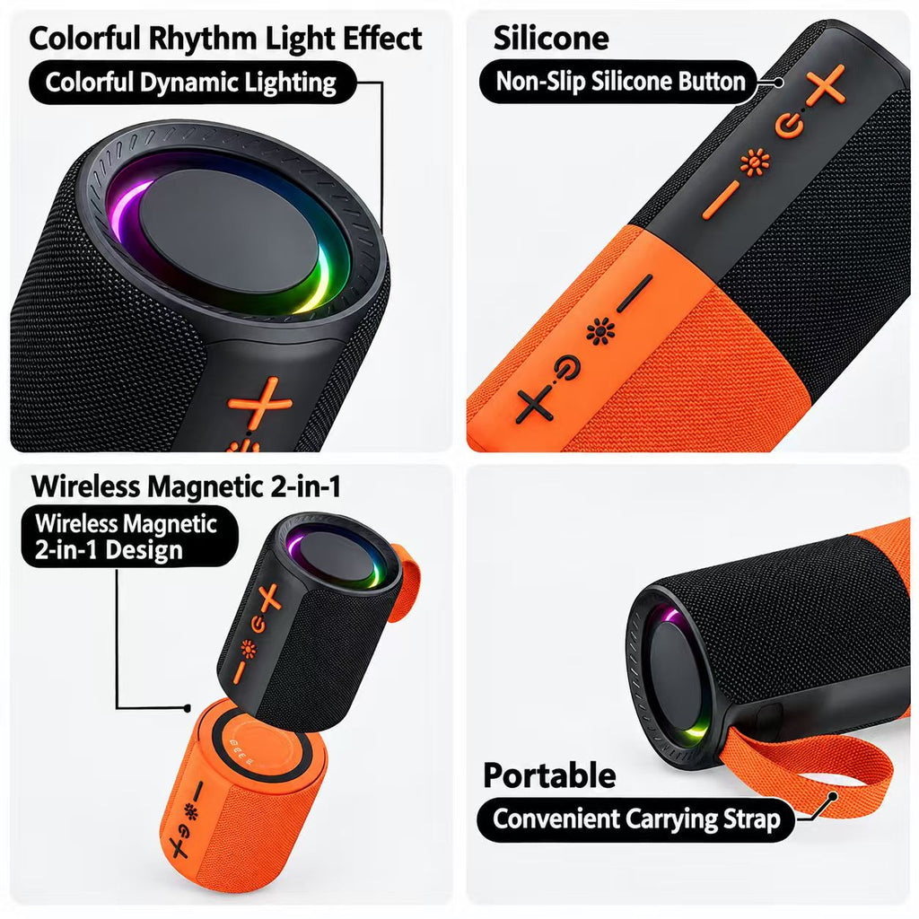 New 2-in-1 wireless Bluetooth speaker magnetic outdoor sound system with heavy bass and long battery life