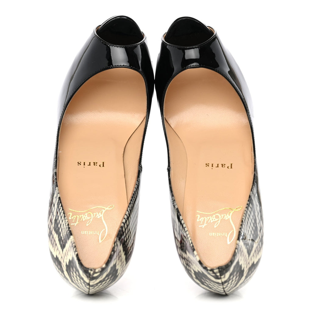 Patent Degrade Snakeskin Printed New Very Prive 120 Peep Toe Pumps 35