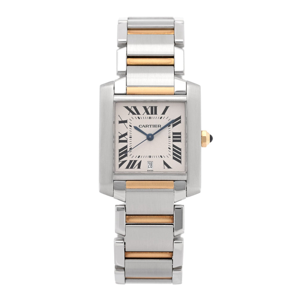 Stainless Steel 18K Yellow Gold 28mm Tank Francaise Automatic Watch