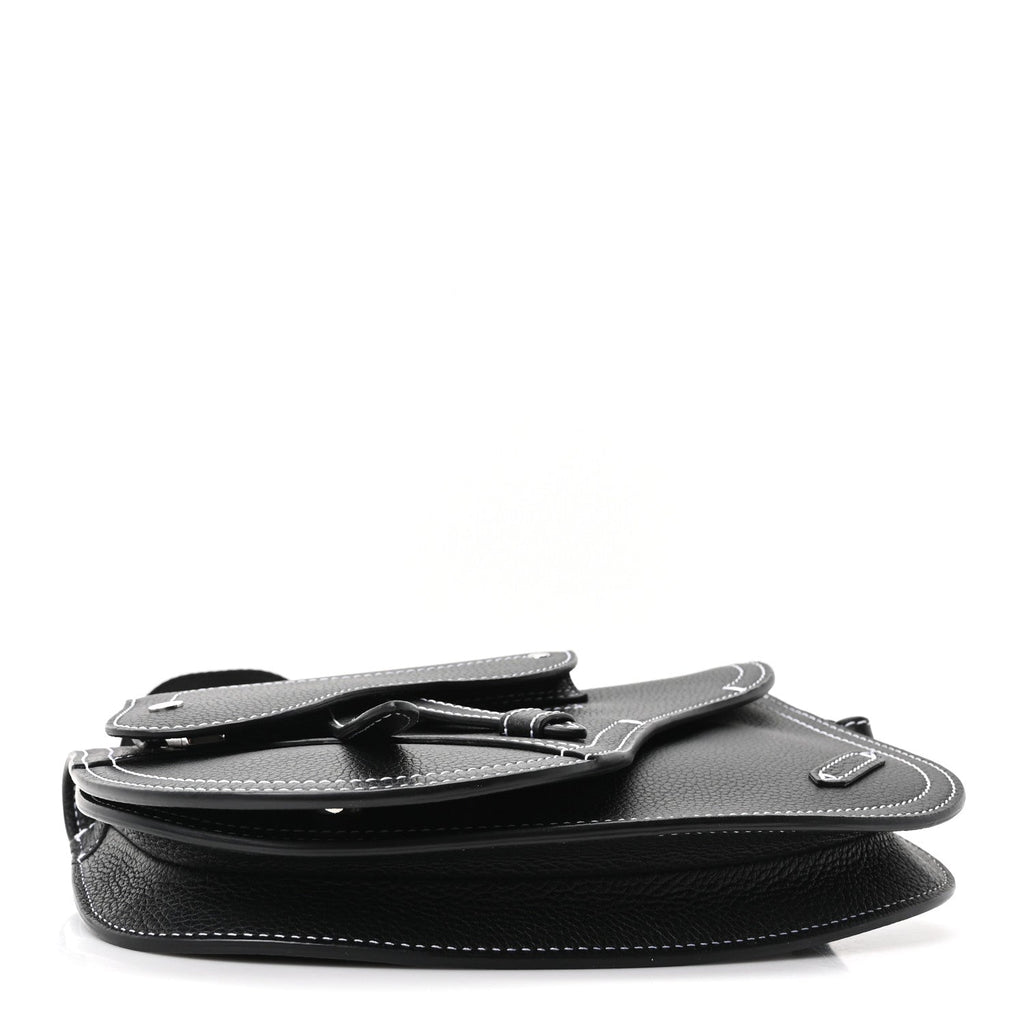 X KAWS Grained Calfskin Saddle Pouch Black