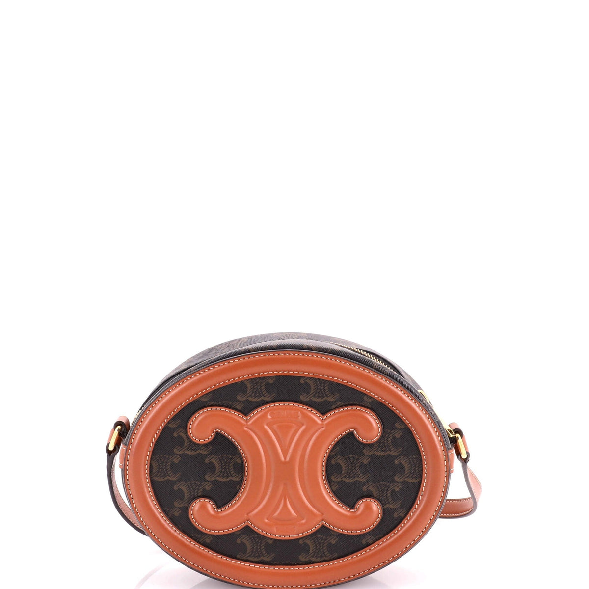 Triomphe Oval Crossbody Bag Triomphe Coated Canvas and Leather