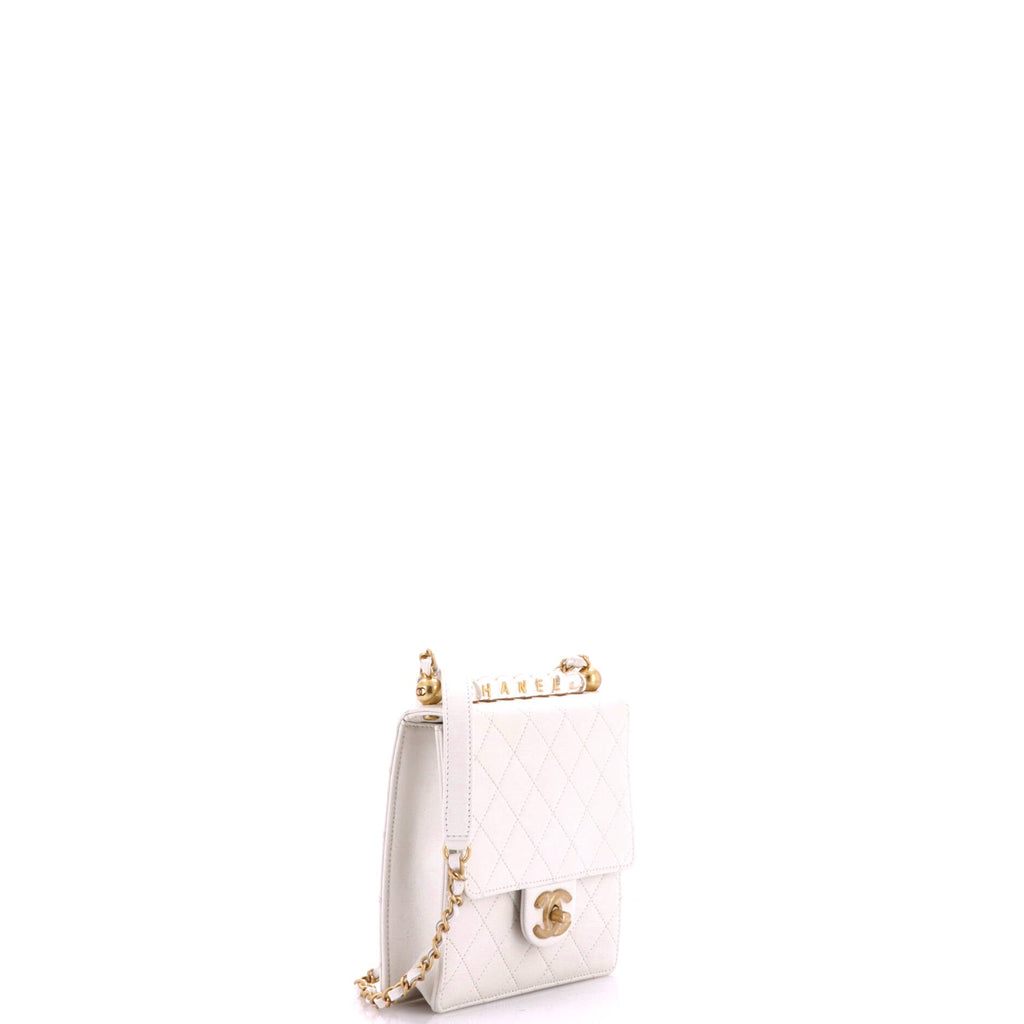 Chic Pearls Flap Bag Quilted Goatskin with Acrylic Beads Mini