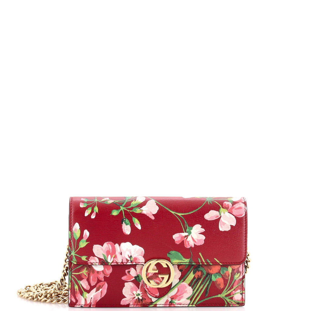 Icon Wallet on Chain Blooms Print Leather