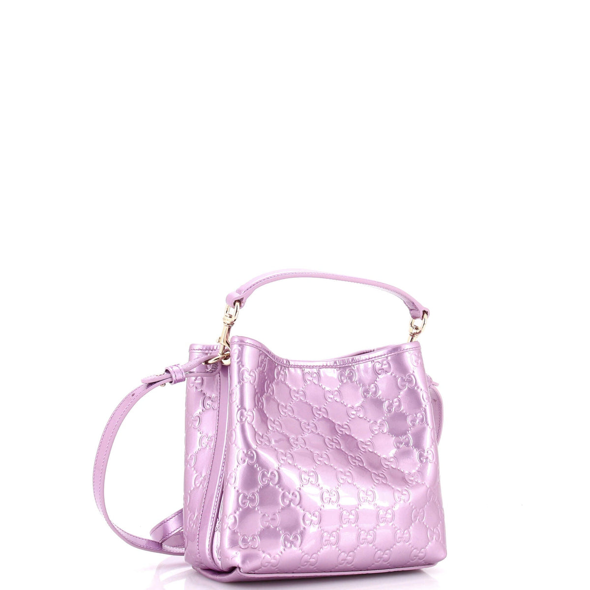Emblem Bucket Bag GG Embossed Patent Small