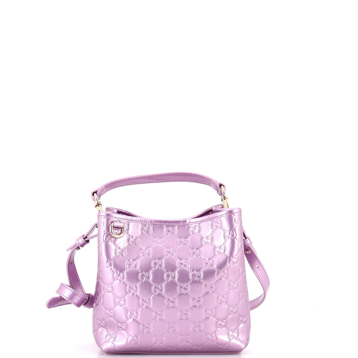 Emblem Bucket Bag GG Embossed Patent Small