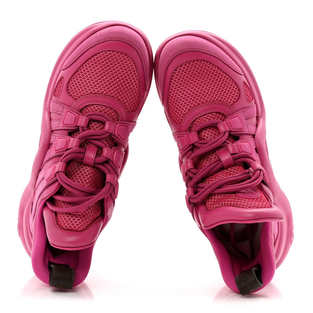 Calfskin Technical Nylon LV Archlight Sneakers 37 Rose Pop