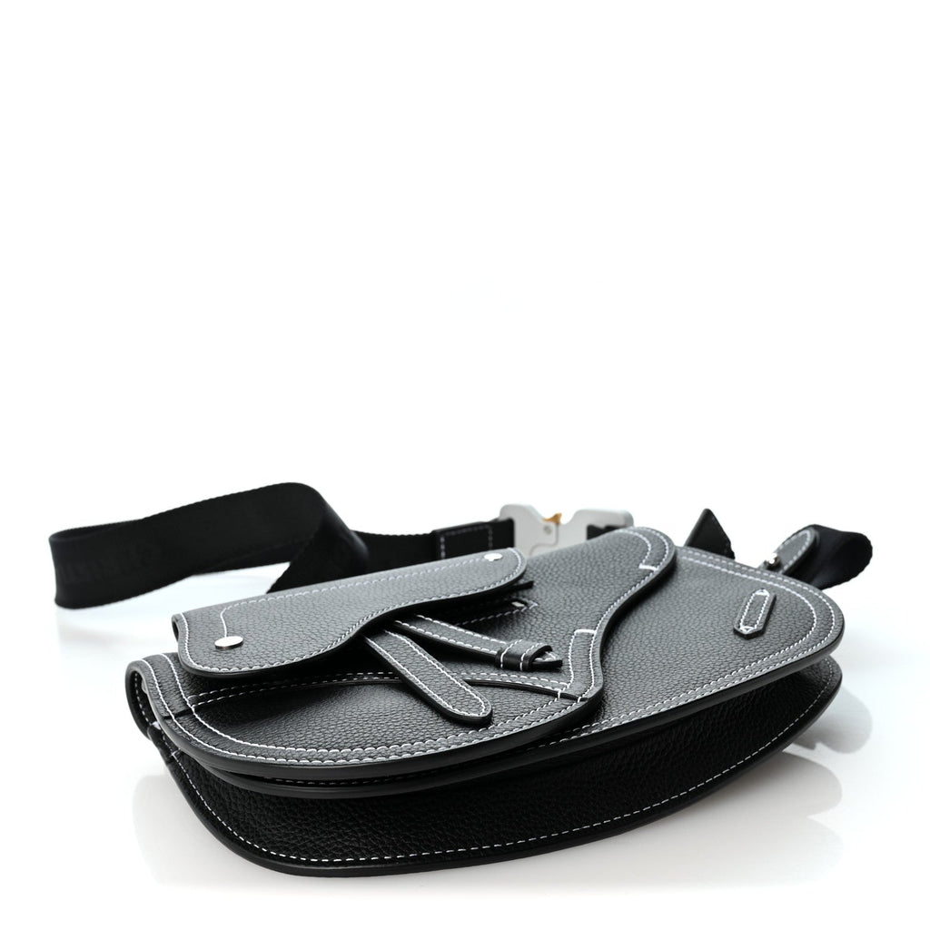 X KAWS Grained Calfskin Saddle Pouch Black