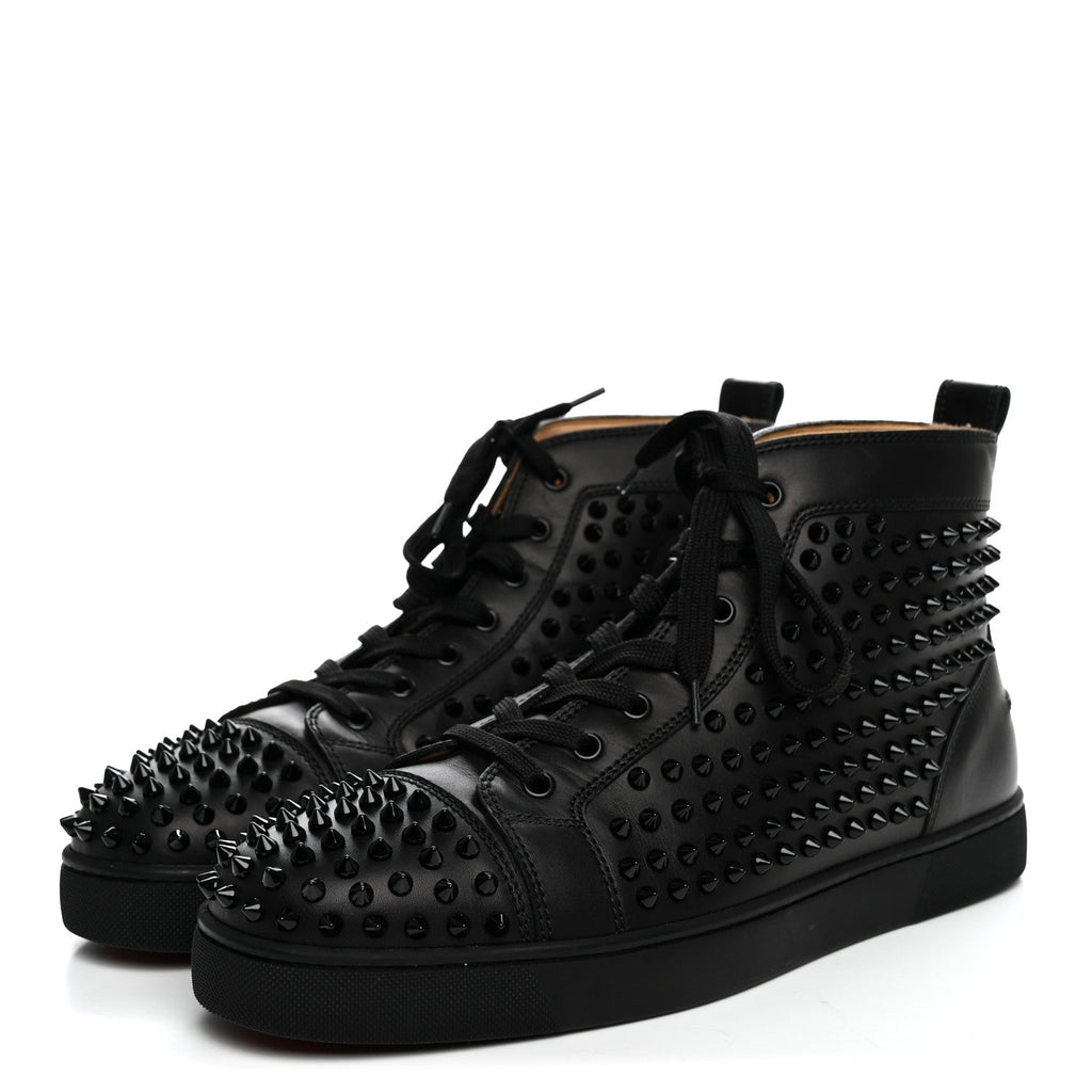 Calfskin Mens Louis Spikes Flat Sneakers 43.5 Black