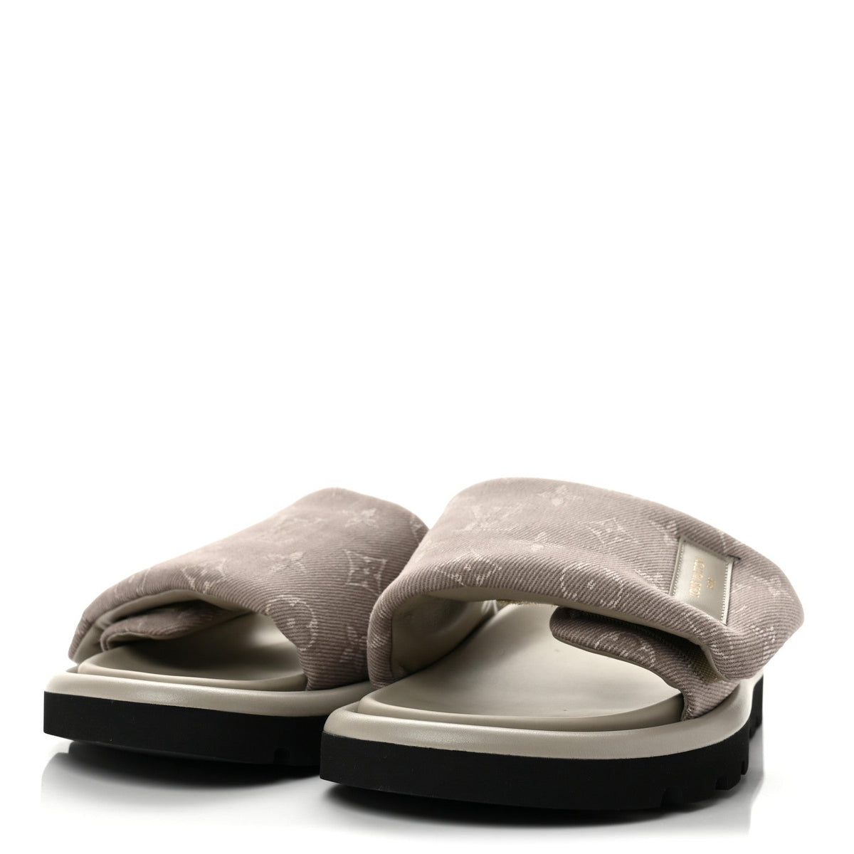 Monogram Denim LV Pool Pillow Flat Comfort Mule 37 Grey