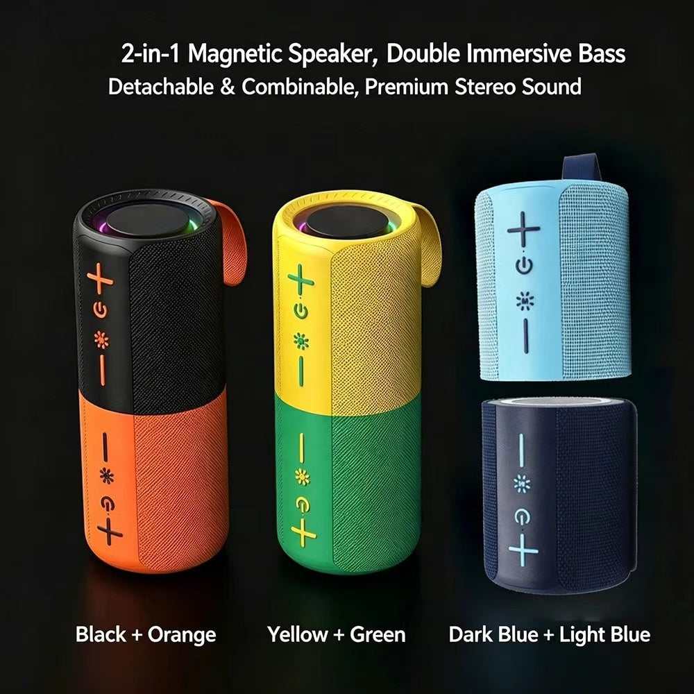 New 2-in-1 wireless Bluetooth speaker magnetic outdoor sound system with heavy bass and long battery life