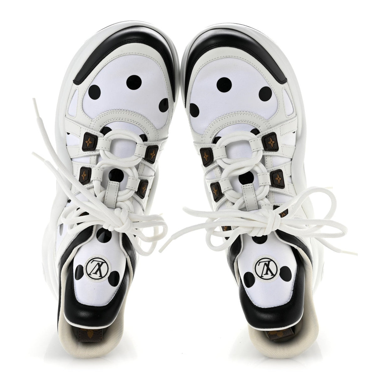 Calfskin Satin Printed Polka Dot Monogram LV Archlight Sneakers 39.5 White