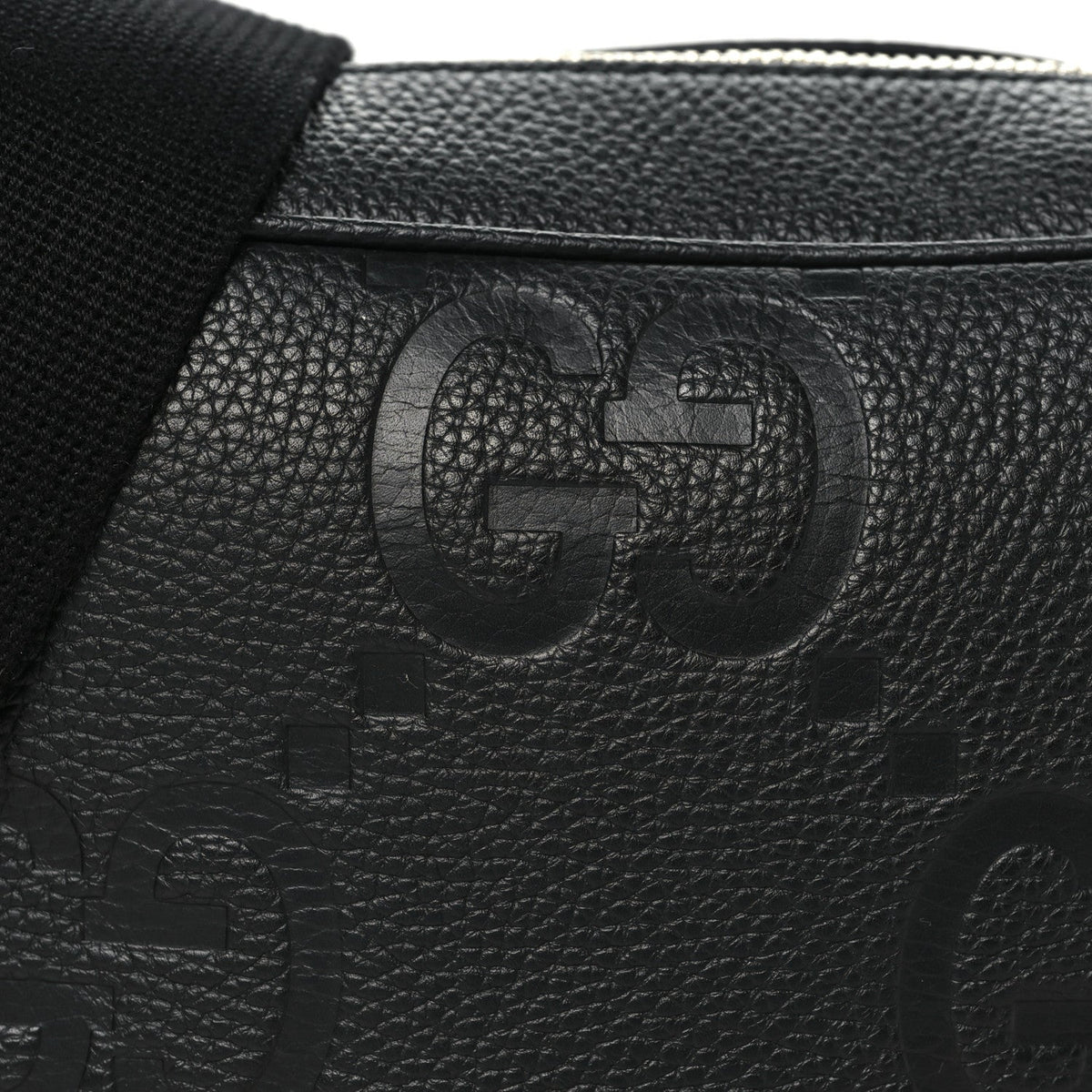 Piuma Calfskin Jumbo GG Embossed Messenger Bag Black