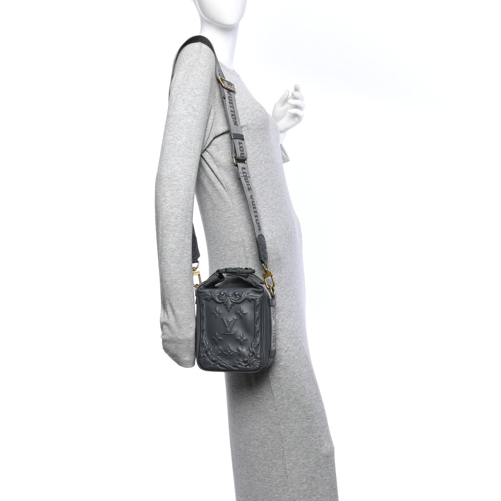 Calfskin Monogram Embossed Cruiser Messenger Dark Shadow Gray