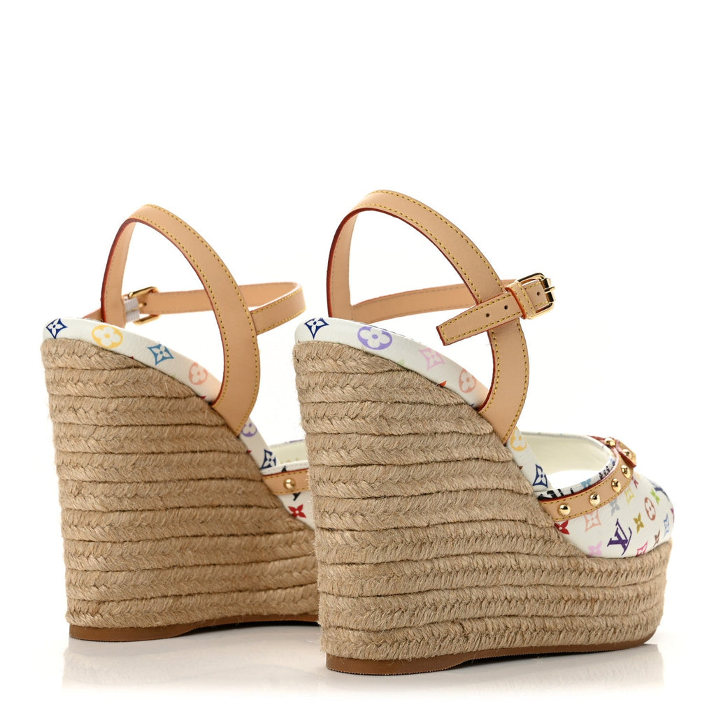 LV X TM Monogram Multicolor Helios Wedge Sandals 40 White