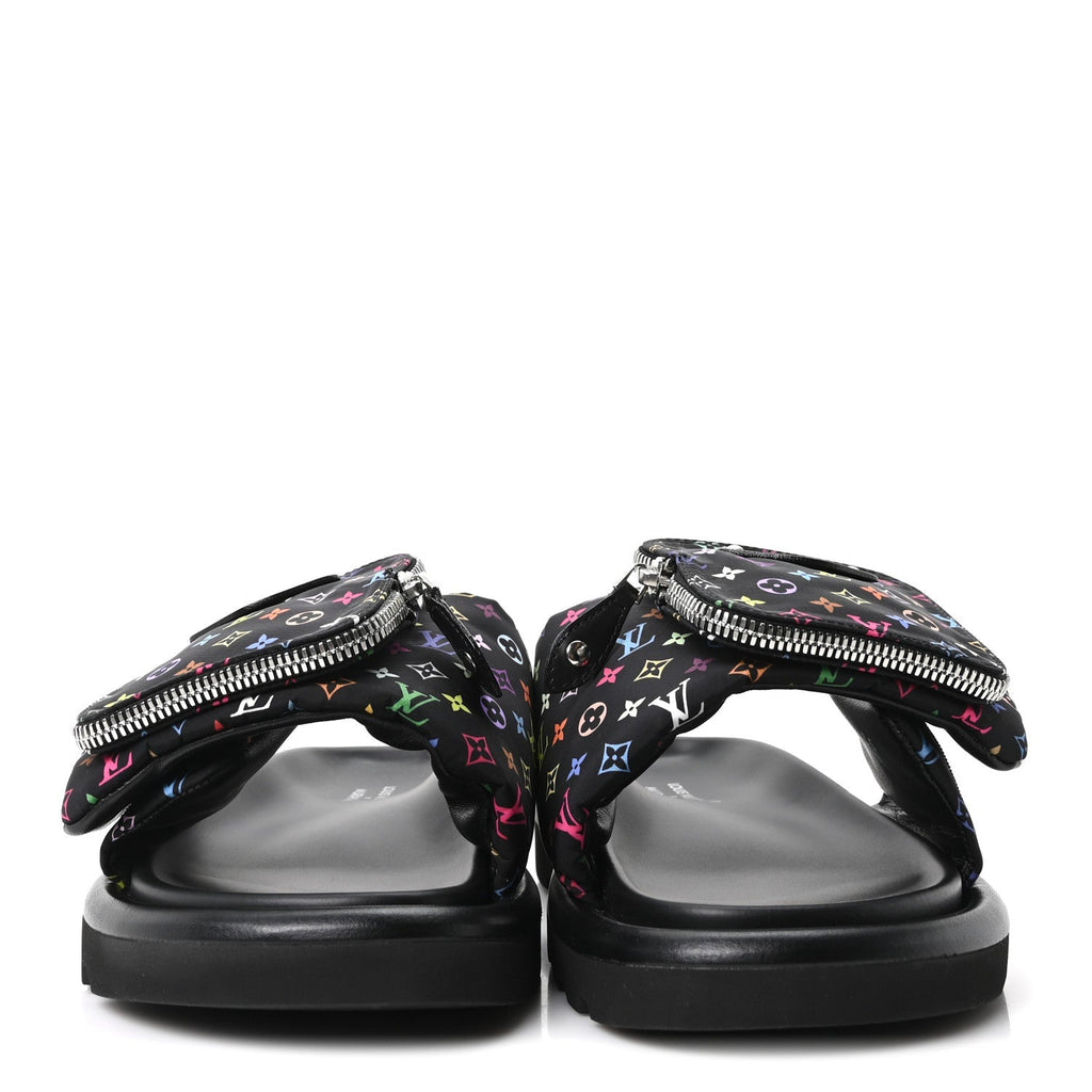 LV X TM Monogram Multicolor Pool Pillow Flat Comfort Mule 35 Black