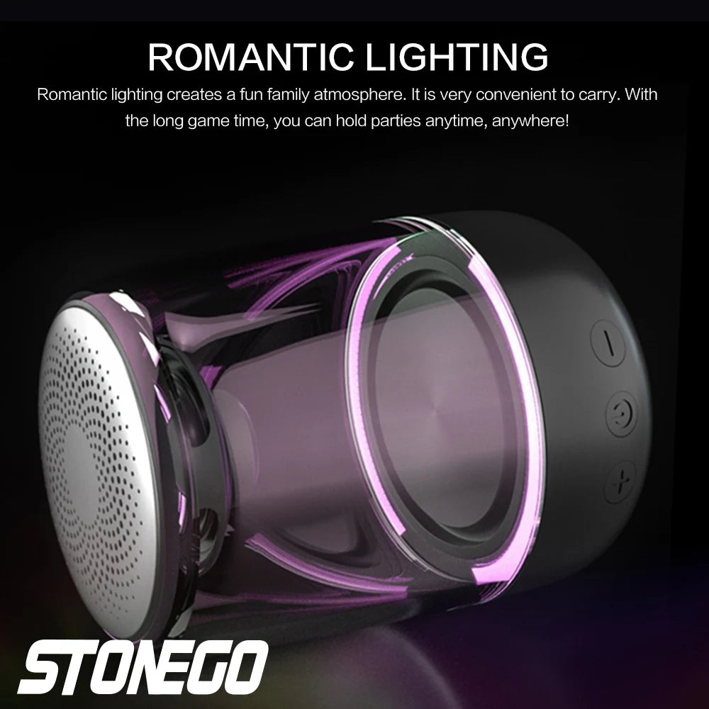 STOENGO Portable Bluetooth Speakers, Small True Wireless Stereo (TWS) Speaker Transparent Crystal LED Music Player with TF Card