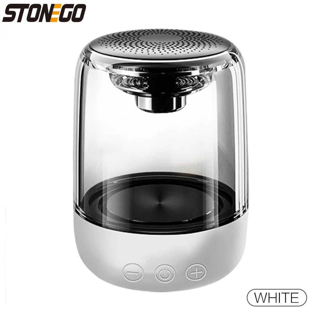 STOENGO Portable Bluetooth Speakers, Small True Wireless Stereo (TWS) Speaker Transparent Crystal LED Music Player with TF Card