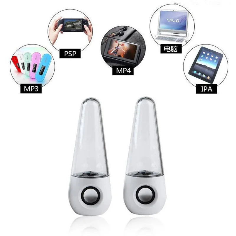 LED Light Water Dancing Speakers Fountain Speaker HIFI Stereo SoundBox 3D Surround Loudspeaker For PC Phone Tablet Game Player