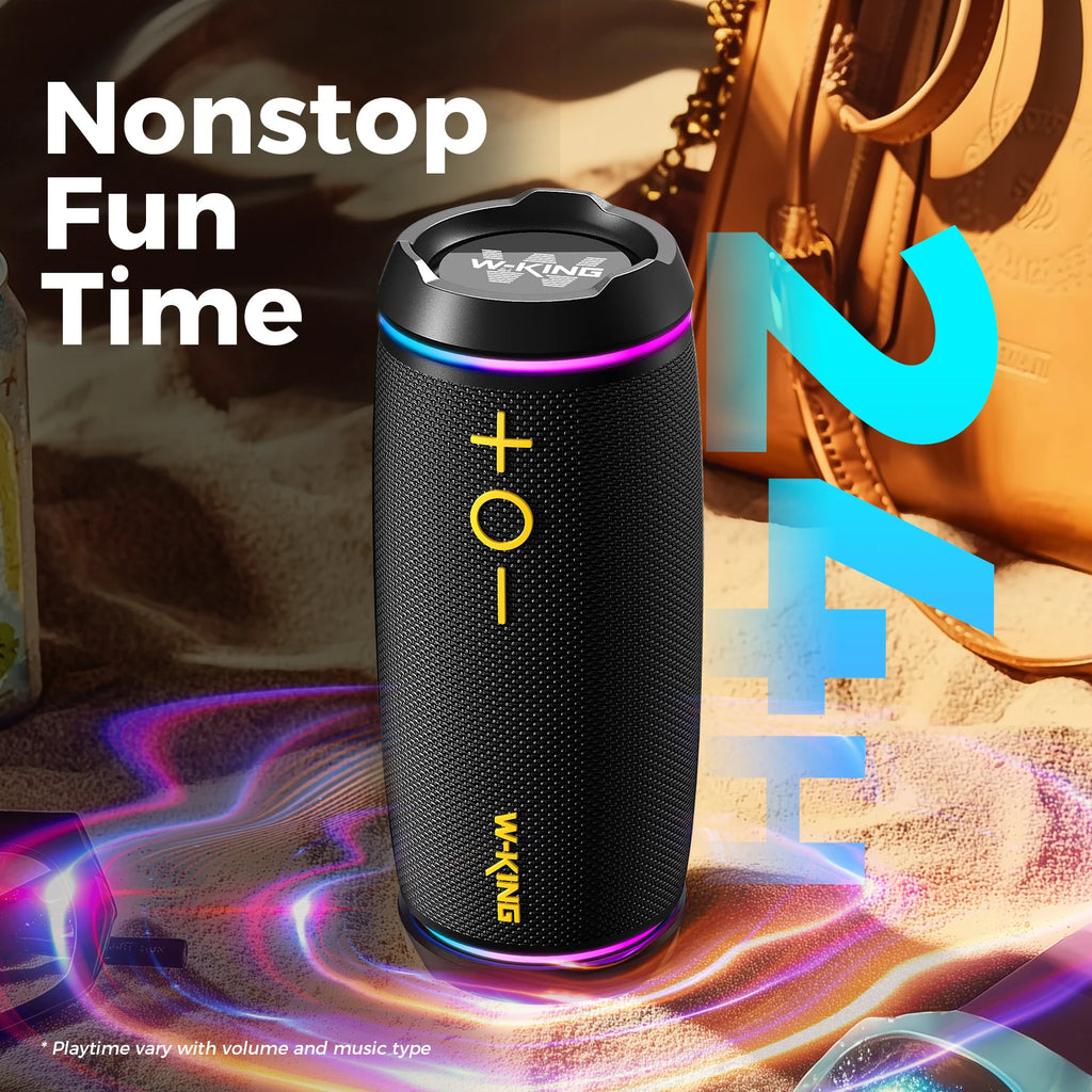 W-King D220 40W Portable Bluetooth 5.4 Speaker Waterproof Outdoor TWS Subwoofer HiFi Stereo Sound Box RGB Light FM Radio TF Card