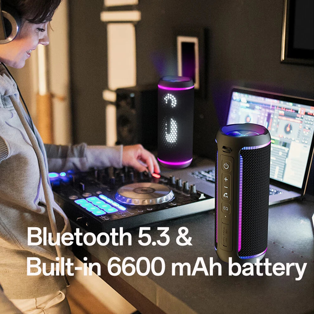 Ohayo X30 Bluetooth Speaker Enhanced Bass Waterproof Portable Speaker with Colorful Lights Show,Outdoor Camping Party equipment