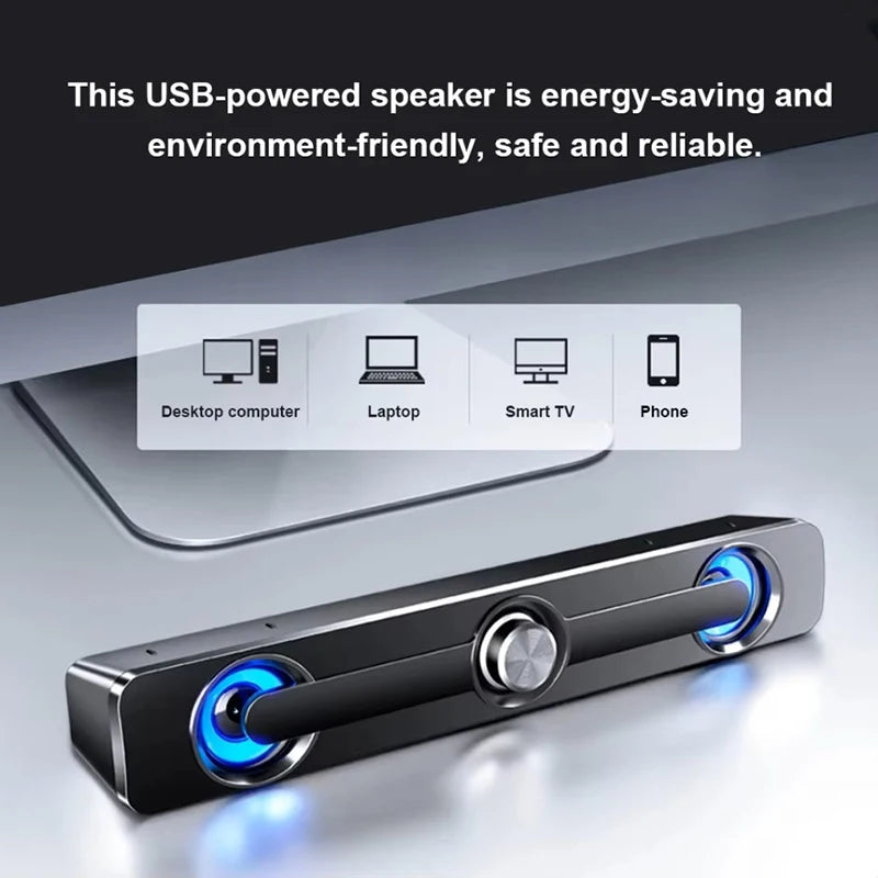 Subwoofer Soundbar Portable Caixa De Som USB Speaker Music Sound Box Bar Woofer Wired For Computer PC Laptop Bass Desktop Audio