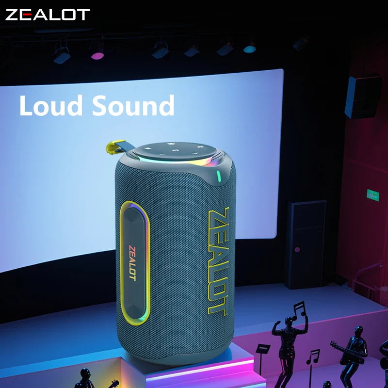 ZEALOT-MP1 Portable Wireless Speaker - 60W Powerful Sound with RGB Light 30H Battery Life Waterproof IPX6 Dual Pairing