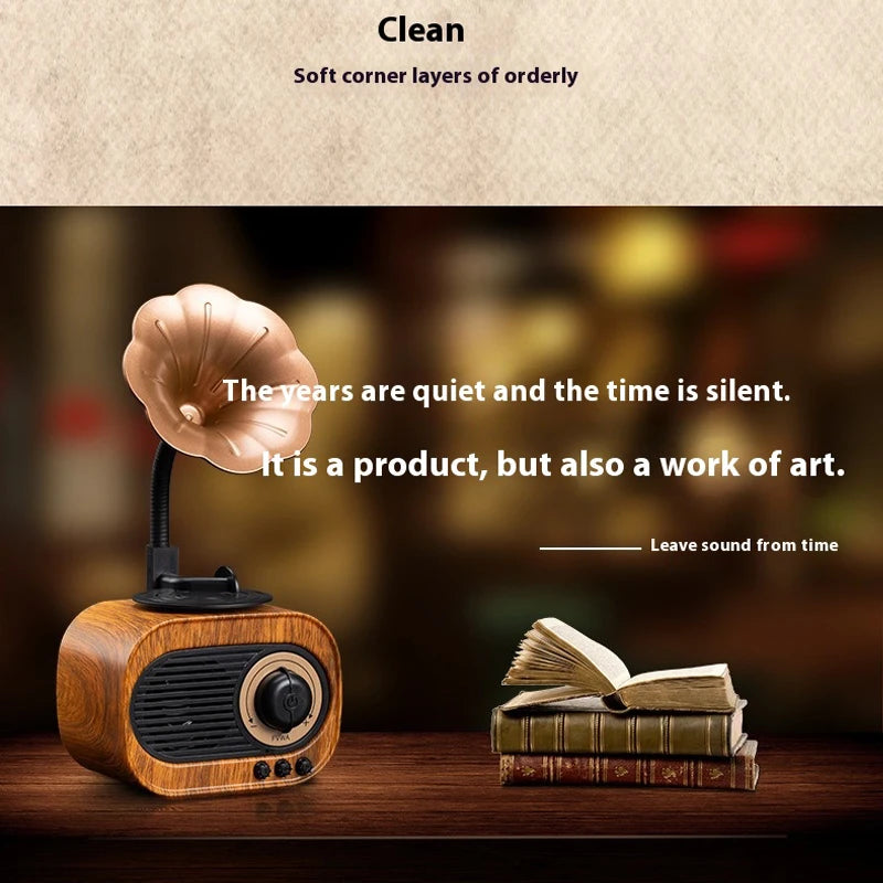 Retro Wood Bluetooth Speaker Portable Wireless Mini Outdoor Sound System with TF FM Radio Music MP3 Subwoofer