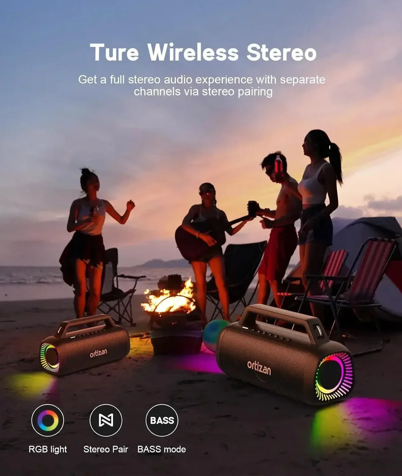 Ortizan 60W(80W Peak) Speakers Bluetooth Wireless Loud with Bass, Large Subwoofer Speakers Wireless Bluetooth 5.3 with Powerbank
