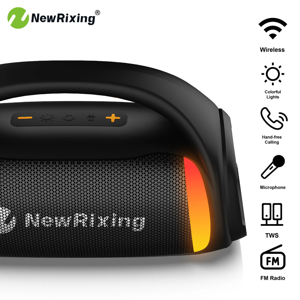 50W Portable Wireless Speaker with Subwoofer,Built-in Mic,TWS,Hands-Free Calling,6.5mm Microphone Interface,RGB lights