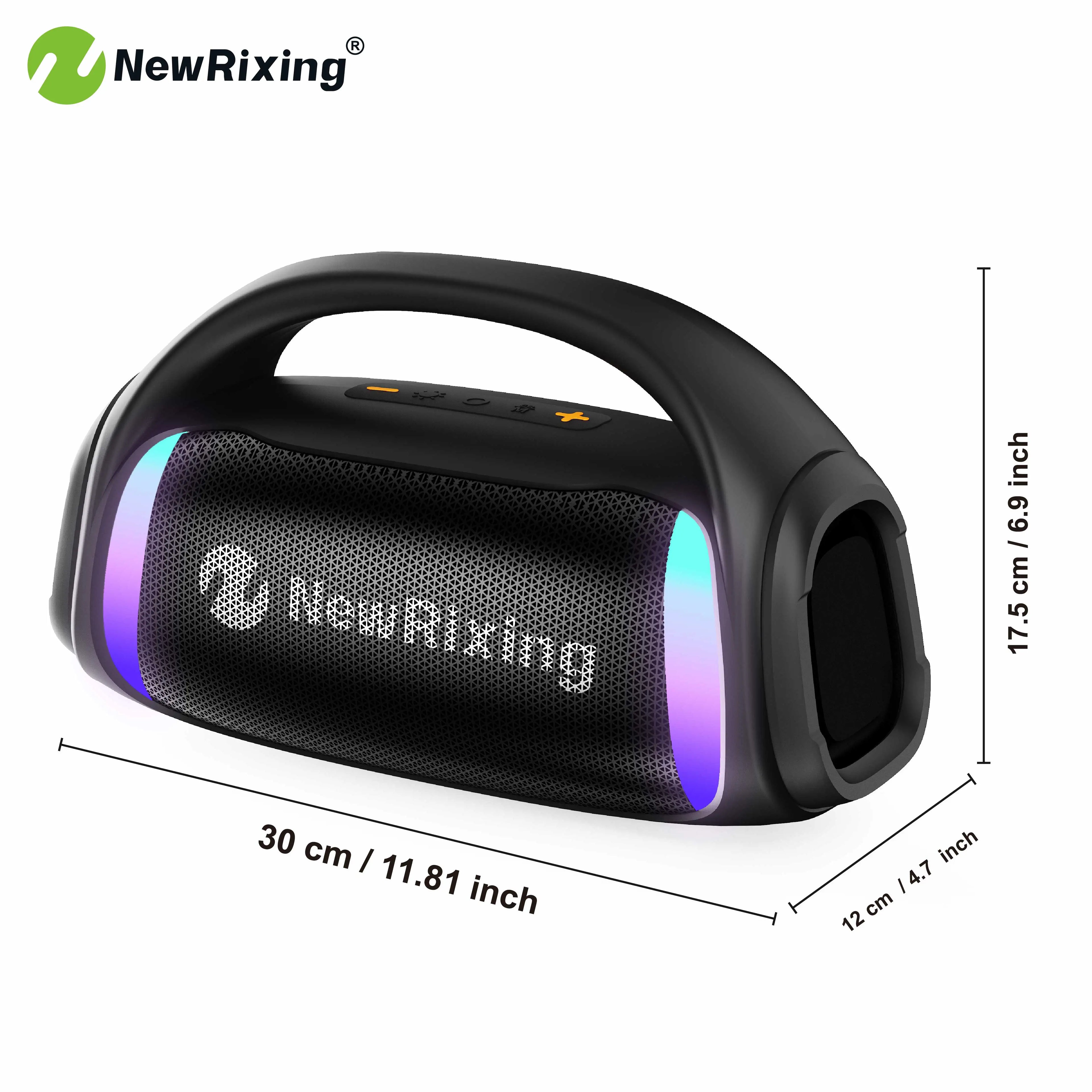 50W Portable Wireless Speaker with Subwoofer,Built-in Mic,TWS,Hands-Free Calling,6.5mm Microphone Interface,RGB lights