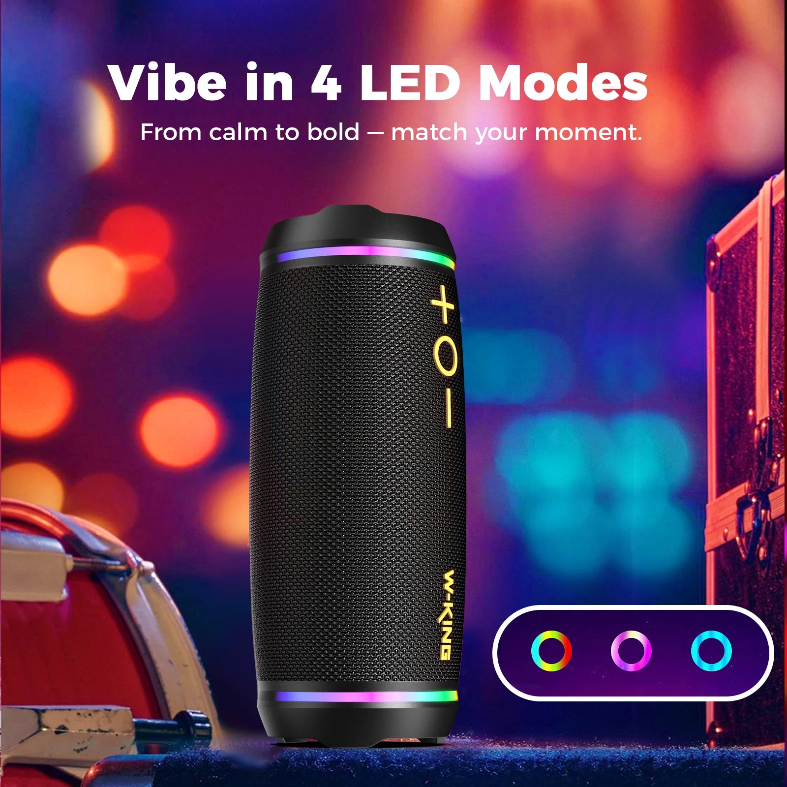 W-King D220 40W Portable Bluetooth 5.4 Speaker Waterproof Outdoor TWS Subwoofer HiFi Stereo Sound Box RGB Light FM Radio TF Card