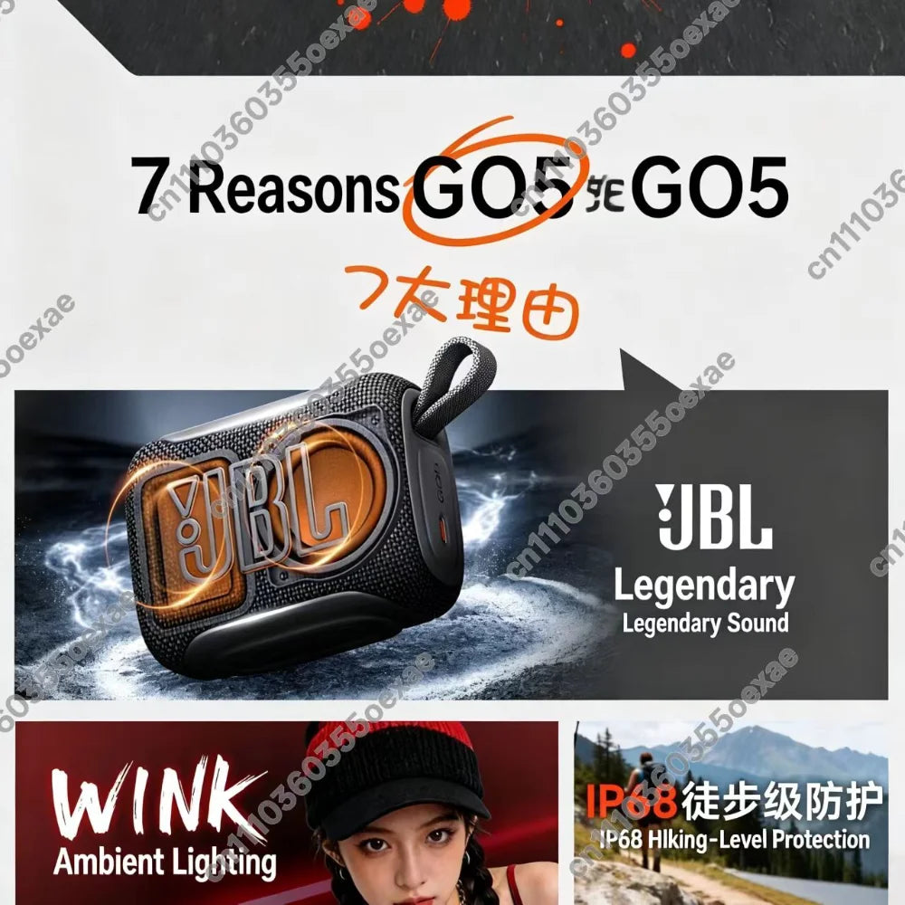 JBL GO5 Portable Bluetooth Speaker IP67 Waterproof Dustproof Mini Outdoor Wireless Stereo Speaker