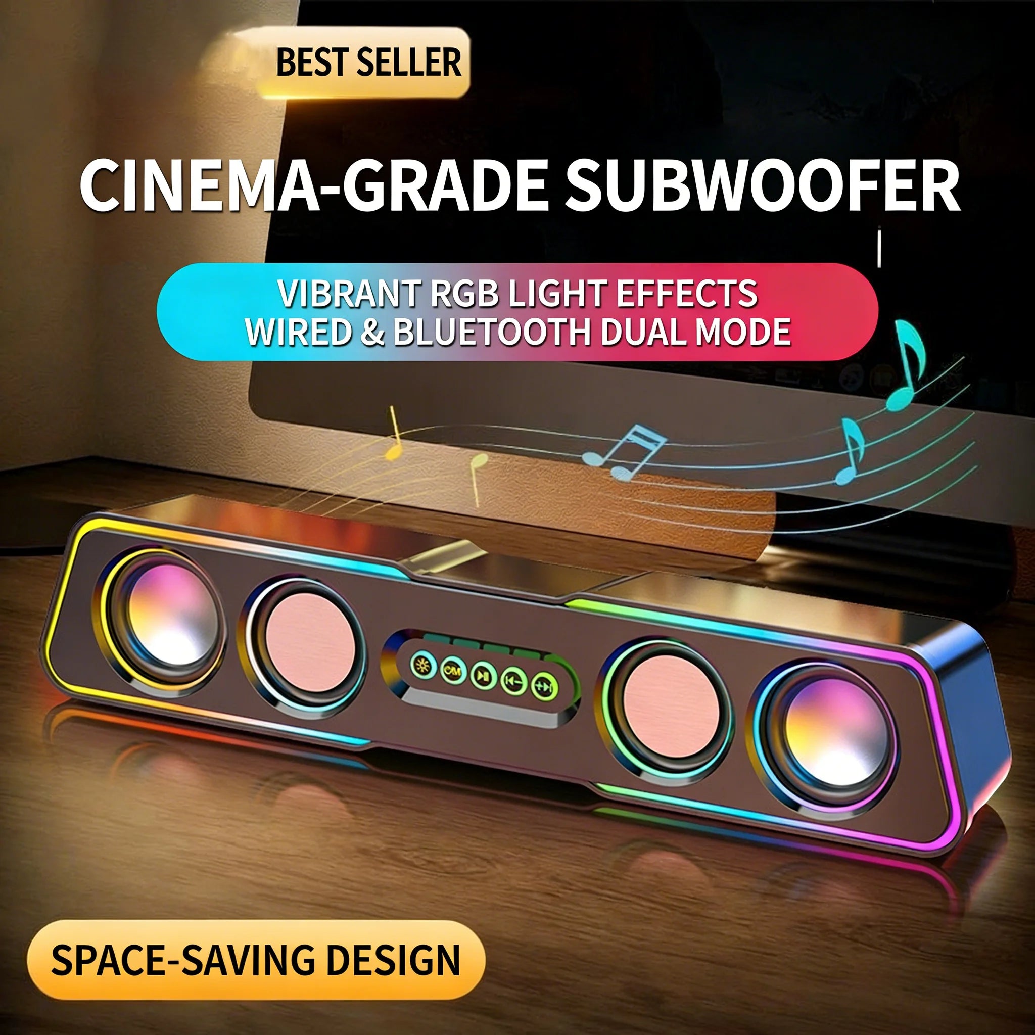 Computer speaker Bluetooth dual-mode dual speaker subwoofer HIFI sound effect high volume 5.0 Bluetooth RGB dazzling lights