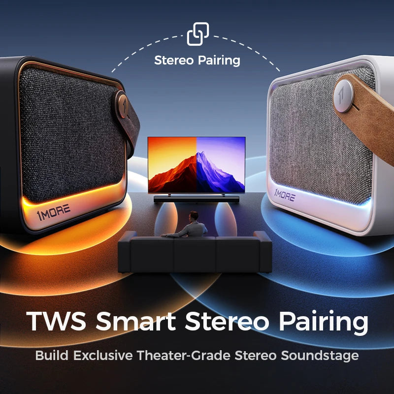 1MORE NANO Portable Bluetooth Speaker Deep Bass TWS Stereo Pairing RGB Light IP67 Outdoor Mini Sound Box 40H Playtime