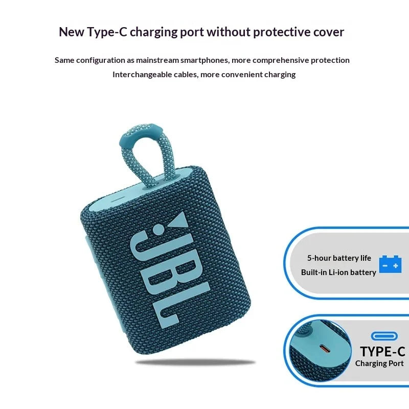 Used JBL GO3 Pocket Bluetooth Speaker, IP67 Waterproof, Portable Deep Bass Mini Speaker For Beach Camping