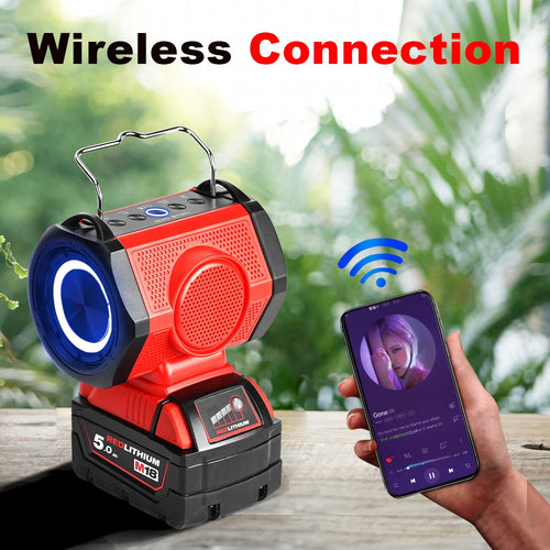18V Bluetooth Speaker for Milwaukee USB Type-C Port, Loudspeaker Amplifier Player ( Not Included Battery）