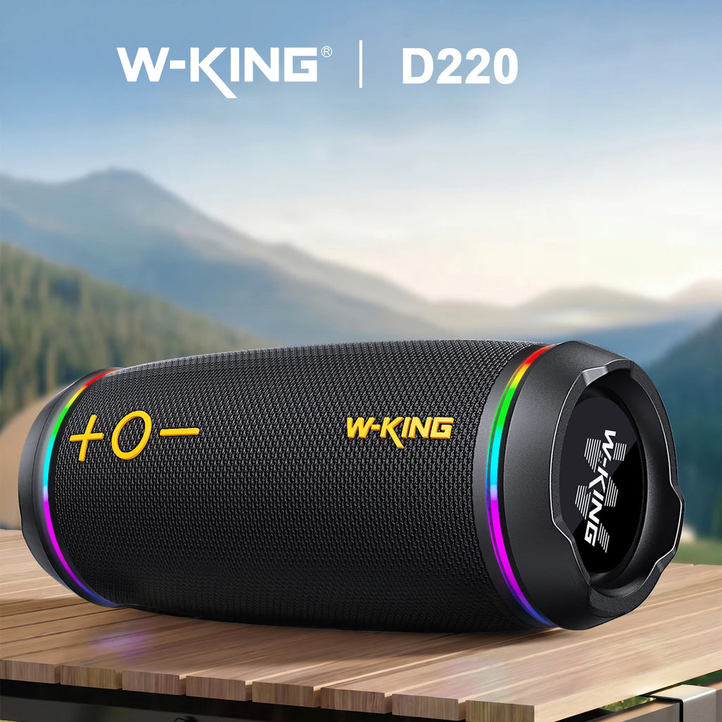 W-King D220 40W Portable Bluetooth 5.4 Speaker Waterproof Outdoor TWS Subwoofer HiFi Stereo Sound Box RGB Light FM Radio TF Card