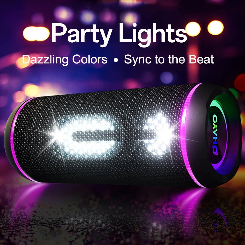 Ohayo X30 Bluetooth Speaker Enhanced Bass Waterproof Portable Speaker with Colorful Lights Show,Outdoor Camping Party equipment