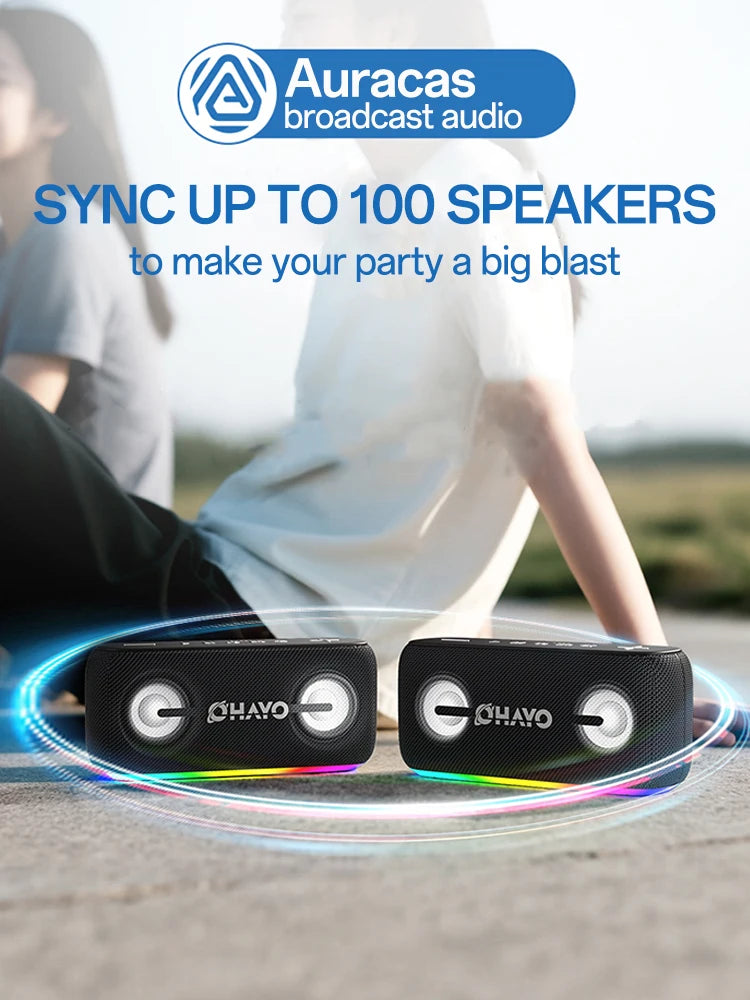 Ohayo S15 Portable Bluetooth Speaker with 60W Powerful Sound and Intense Bass, IPX6 Waterproof Wireless LED Computer Speaker