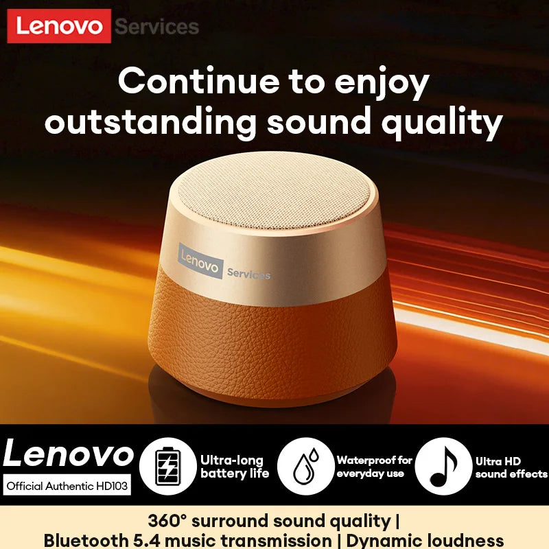 Lenovo HD103 Bluetooth 5.4 Speaker Portable Mini Wireless Speaker High Quality Stereo Sound TWS Outdoor Bass Audio for Phone PC