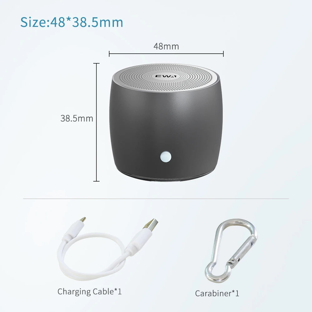 New Hot EWA A103 Mini Bluetooth Speaker Bass IPX5 Waterproof Portable Wireless Speaker Metal Body Box Loud Sound Noise Reduction