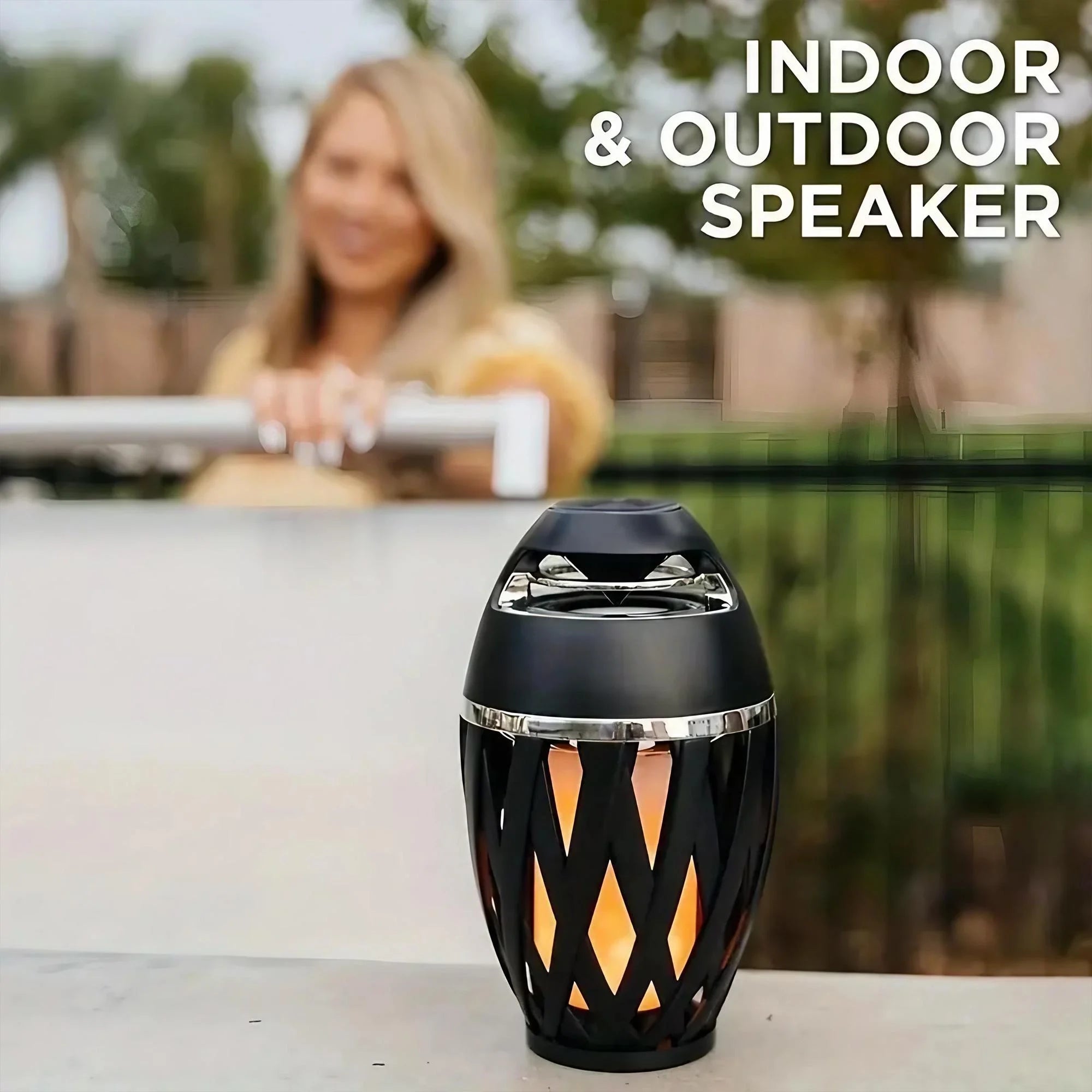 Portable Bluetooth 5.0 Flame Speaker with LED Torch 5W Bass Sound 2000mAh Battery IPX5 Waterproof for Camping Outdoor Home Party