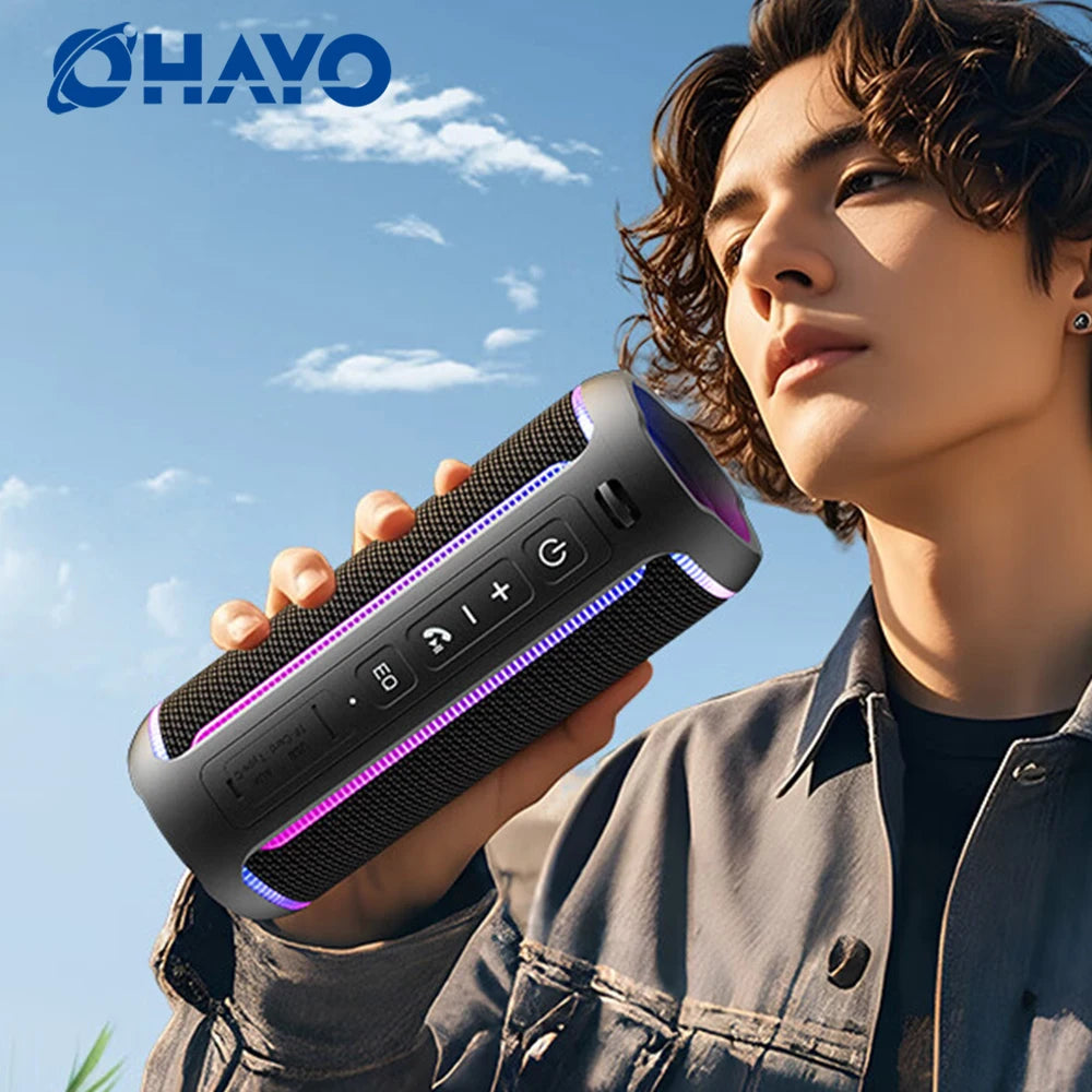 Ohayo X30 Bluetooth Speaker Enhanced Bass Waterproof Portable Speaker with Colorful Lights Show,Outdoor Camping Party equipment